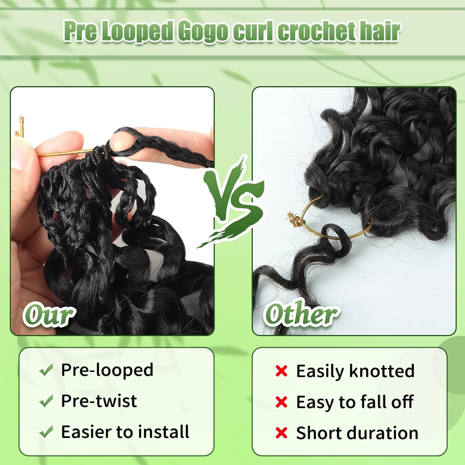 Gogo Curl Crochet Hair 8 Packs Ocean Wave Crochet Hair Pre Looped Deep Twist Goddess Box Braids Curly Water Wave Synthetic Braiding Hair For Black Women (#1B, 10 Inch (Pack of 8))
