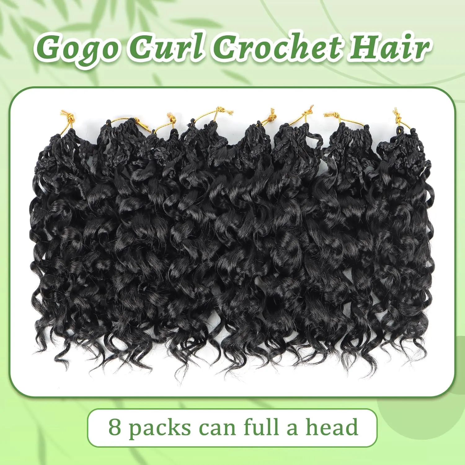 Gogo Curl Crochet Hair 8 Packs Ocean Wave Crochet Hair Pre Looped Deep Twist Goddess Box Braids Curly Water Wave Synthetic Braiding Hair For Black Women (#1B, 10 Inch (Pack of 8))