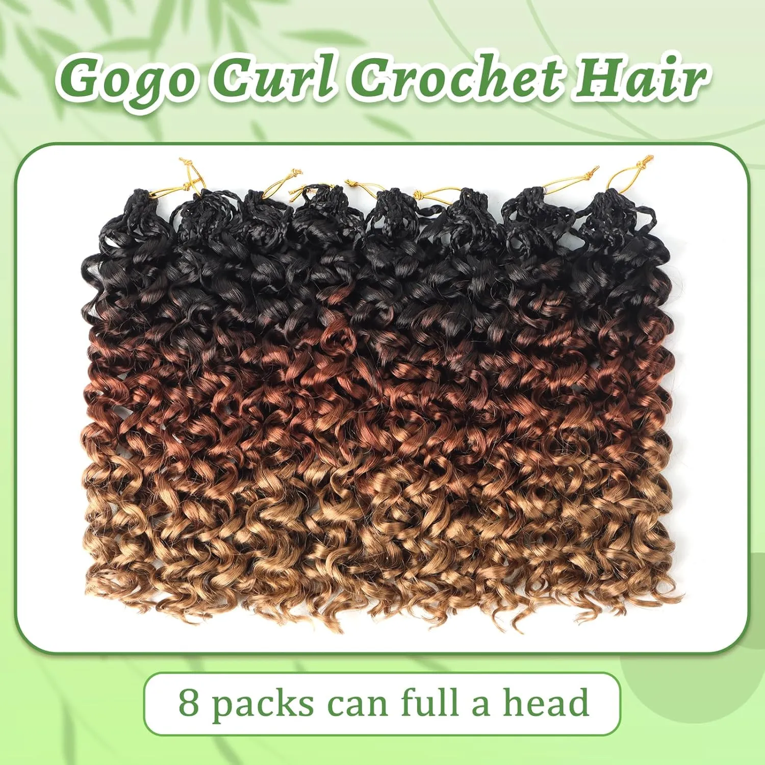 Gogo Curl Crochet Hair 8 Packs Ocean Wave Crochet Hair Pre Looped Deep Twist Goddess Box Braids Curly Water Wave Synthetic Braiding Hair For Black Women (#T1B/30/27, 10 Inch (Pack of 8))