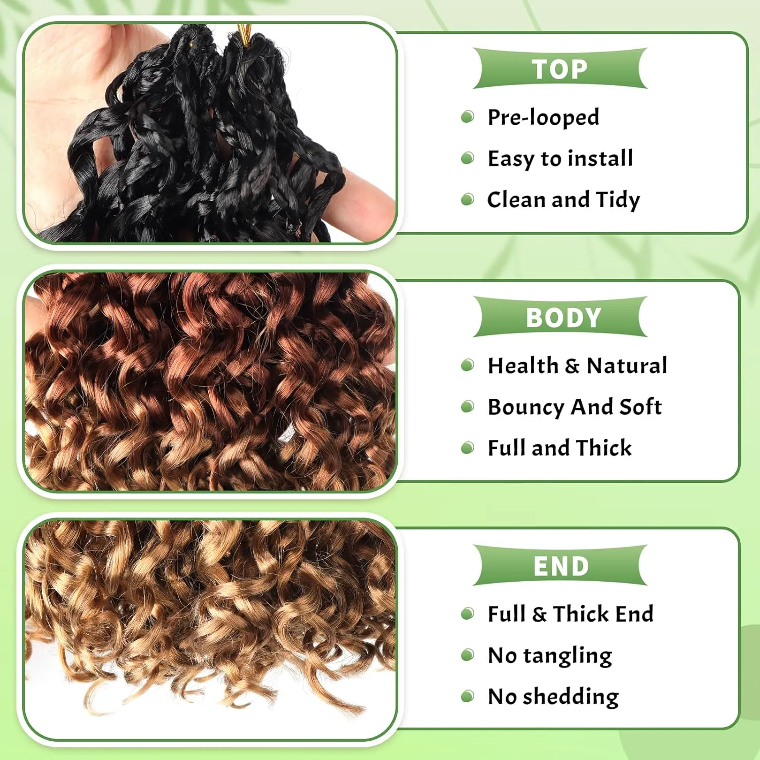 Gogo Curl Crochet Hair 8 Packs Ocean Wave Crochet Hair Pre Looped Deep Twist Goddess Box Braids Curly Water Wave Synthetic Braiding Hair For Black Women (#T1B/30/27, 10 Inch (Pack of 8))
