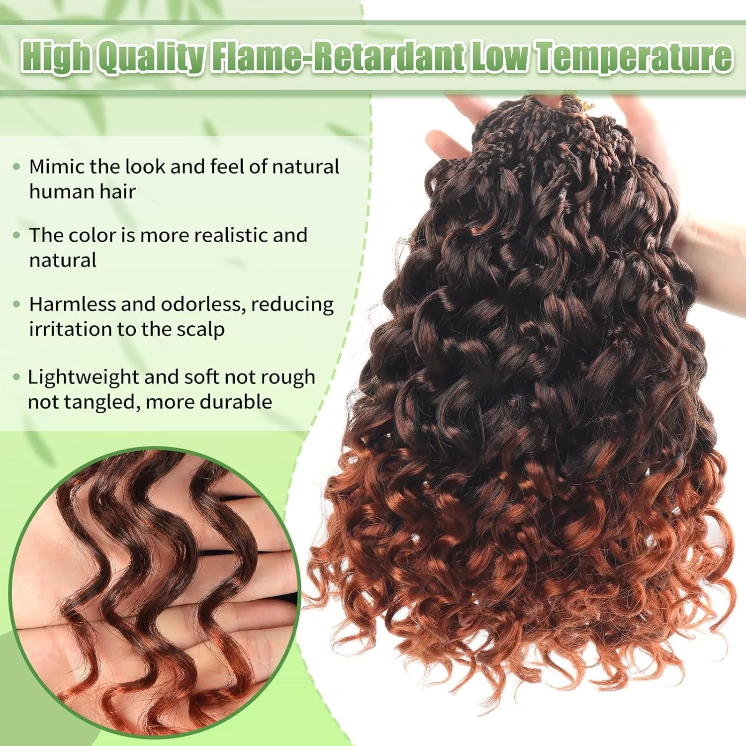 Gogo Curl Crochet Hair 8 Packs Ocean Wave Crochet Hair Pre Looped Deep Twist Goddess Box Braids Curly Water Wave Synthetic Braiding Hair For Black Women (#T350, 10 Inch (Pack of 8))
