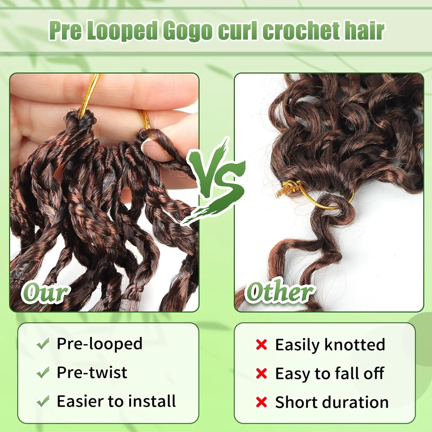 Gogo Curl Crochet Hair 8 Packs Ocean Wave Crochet Hair Pre Looped Deep Twist Goddess Box Braids Curly Water Wave Synthetic Braiding Hair For Black Women (#T350, 10 Inch (Pack of 8))