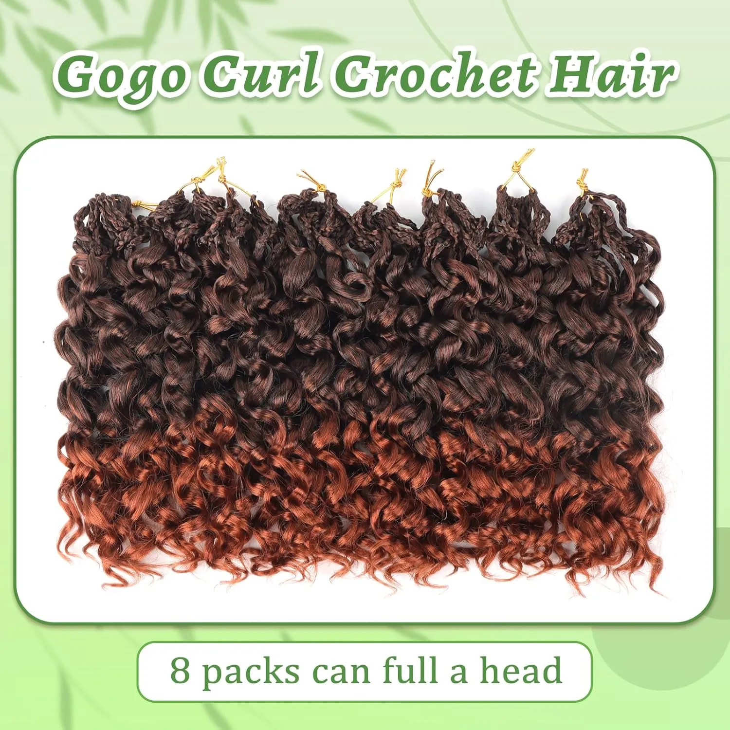 Gogo Curl Crochet Hair 8 Packs Ocean Wave Crochet Hair Pre Looped Deep Twist Goddess Box Braids Curly Water Wave Synthetic Braiding Hair For Black Women (#T350, 10 Inch (Pack of 8))