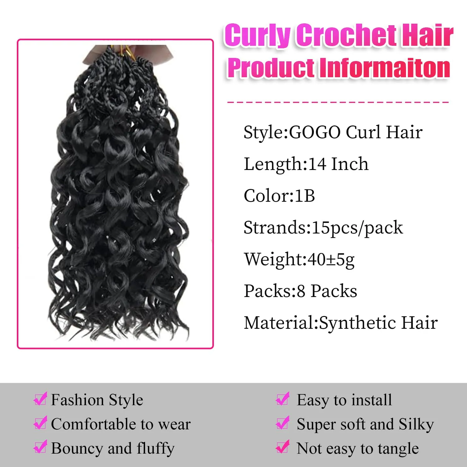 Gogo Curl Crochet Hair 8 Packs Pre Looped Ombre Water Wave Crochet Hair Ocean Wave Goddess Box Braids Deep Twist Synthetic Braiding Hair for Women 14 Inch Natural Color