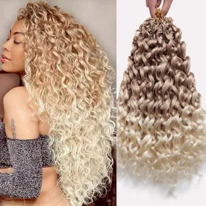 Gogo Curl Crochet Hair Pre Looped 18 Inch Ocean Wave Crochet Hair for Balck Women Long Curly Synthetic Hair Extensions Ombre Burgundy Water Wave Braiding Hair 27/613