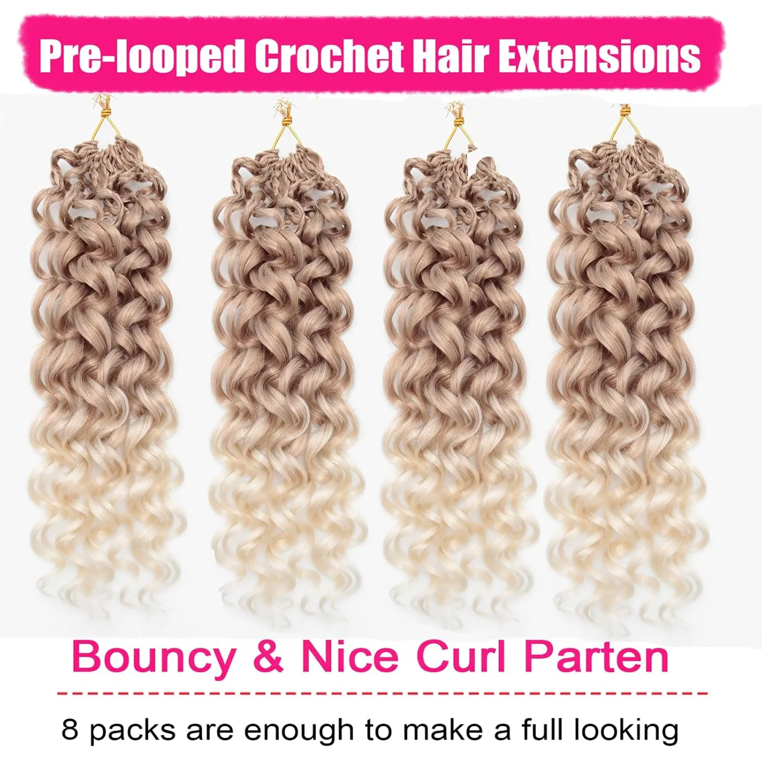 Gogo Curl Crochet Hair Pre Looped 18 Inch Ocean Wave Crochet Hair for Balck Women Long Curly Synthetic Hair Extensions Ombre Burgundy Water Wave Braiding Hair 27/613
