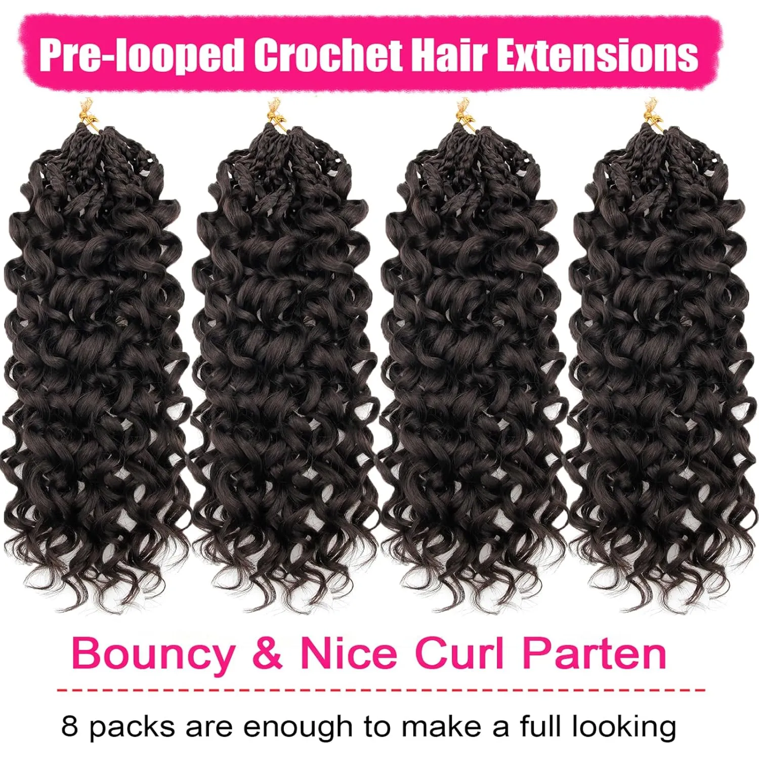 Gogo Curl Crochet Hair Short Curly Crochet Braids for Black Women Pre Looped Ocean Wave Crochet Hair Extensions Chocolate Brown Water Wave Crochet Braiding Hair 10 Inch 8 Packs