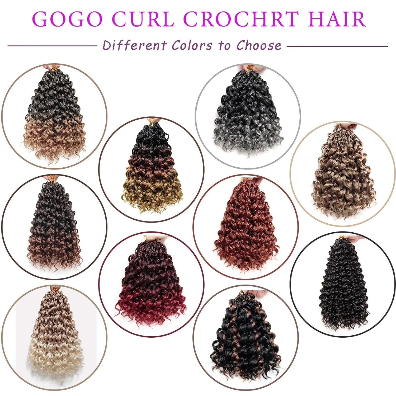 Gogo Curl Crochet Hair Short Curly Crochet Braids for Black Women Pre Looped Ocean Wave Crochet Hair Extensions Chocolate Brown Water Wave Crochet Braiding Hair 10 Inch 8 Packs