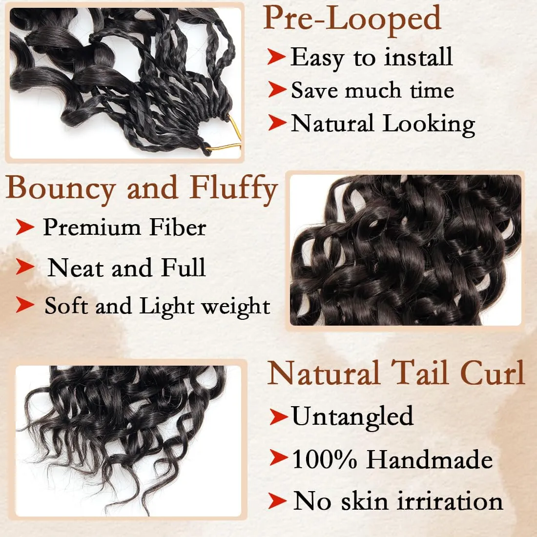 Gogo Curl Crochet Hair Short Curly Crochet Braids for Black Women Pre Looped Ocean Wave Crochet Hair Extensions Chocolate Brown Water Wave Crochet Braiding Hair 10 Inch 8 Packs