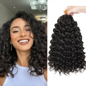 Gogo Curls Crochet Hair Ocean Wave Crochet Braids for Black Women Pre Looped Curly Goddess Box Braids Synthetic Hair Extensions Chocolate Brown Beach Curl Braiding Hair 14 Inch 8 Packs