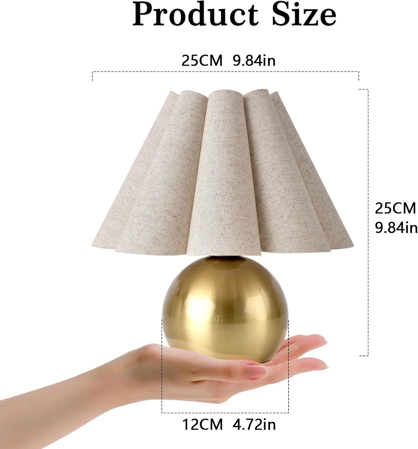 Gold Small Touch Control Table Lamp for Bedroom, Brass Gold Bedside Lamps for Nightstand, Cute Mini Table Lamps for Small Spaces with Scalloped Shade for Bedroom, Living Room, Kitchen