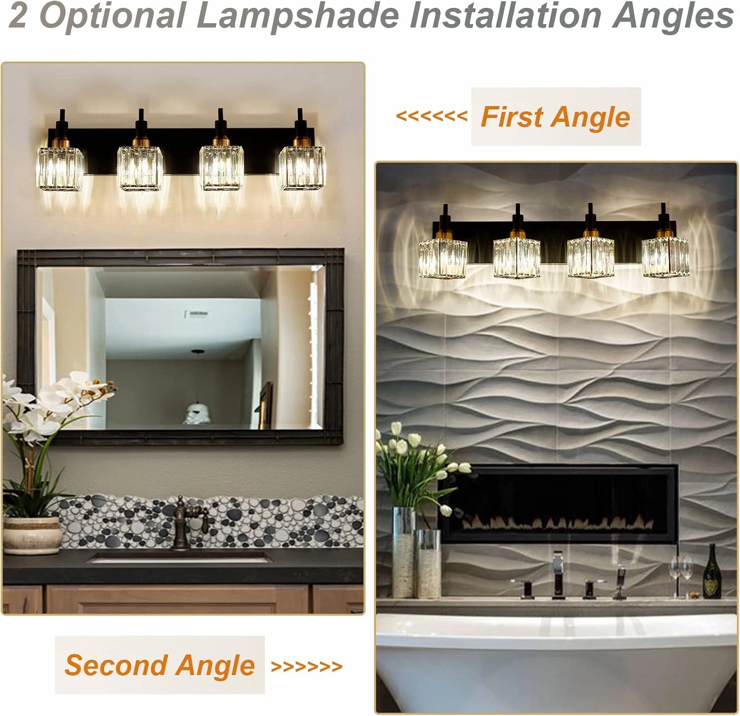 Gold Black Crystal Bathroom Lighting Fixtures, 4 Light Brass Modern Crystal Bathroom Vanity Lights Over Mirror Brass Bath Light