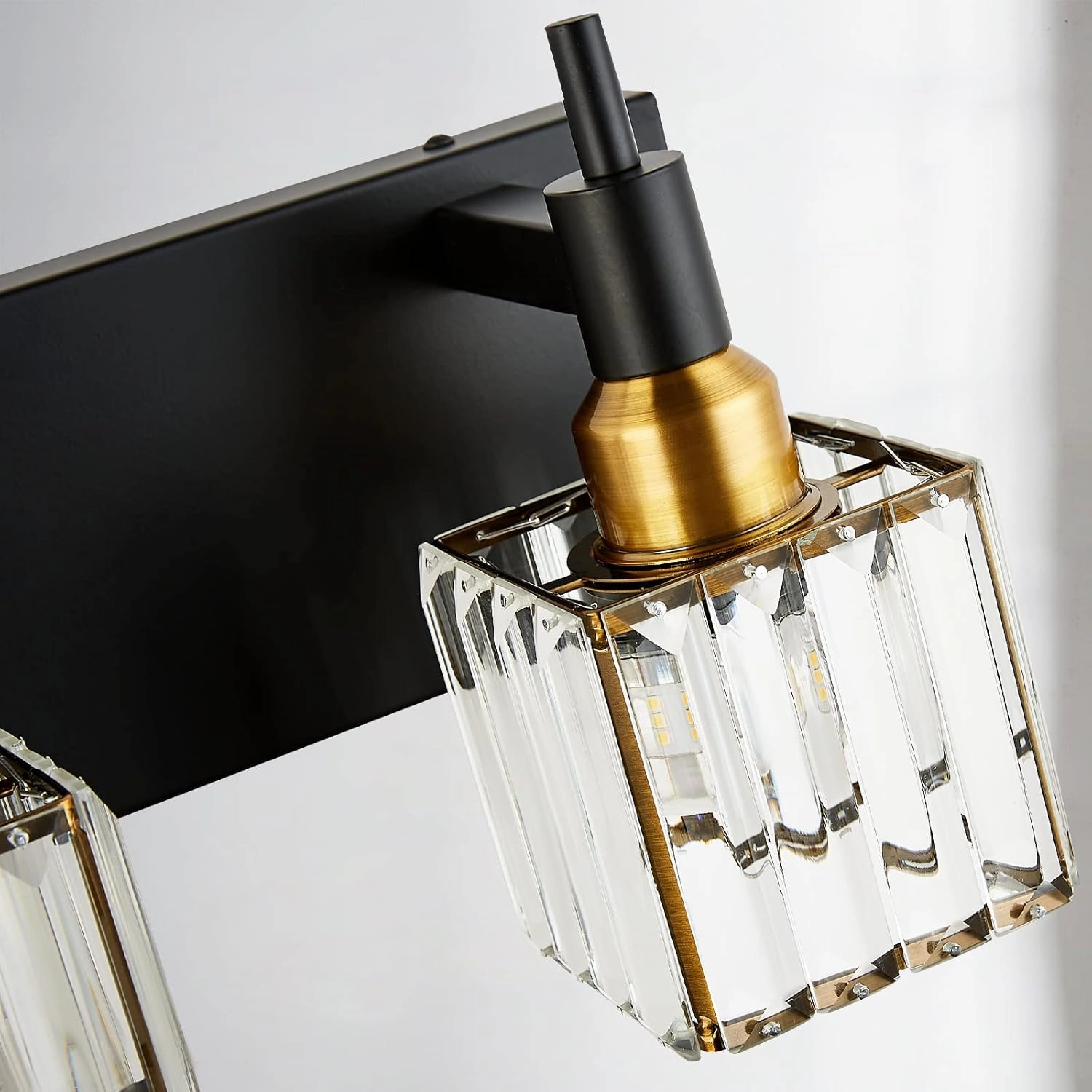 Gold Black Crystal Bathroom Lighting Fixtures, 4 Light Brass Modern Crystal Bathroom Vanity Lights Over Mirror Brass Bath Light