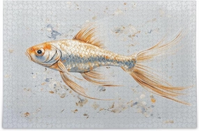 Gold Fish White Jigsaw Puzzles 500 Pieces Puzzles for Adults Challenging Puzzle Game Nights Home Wall Artwork