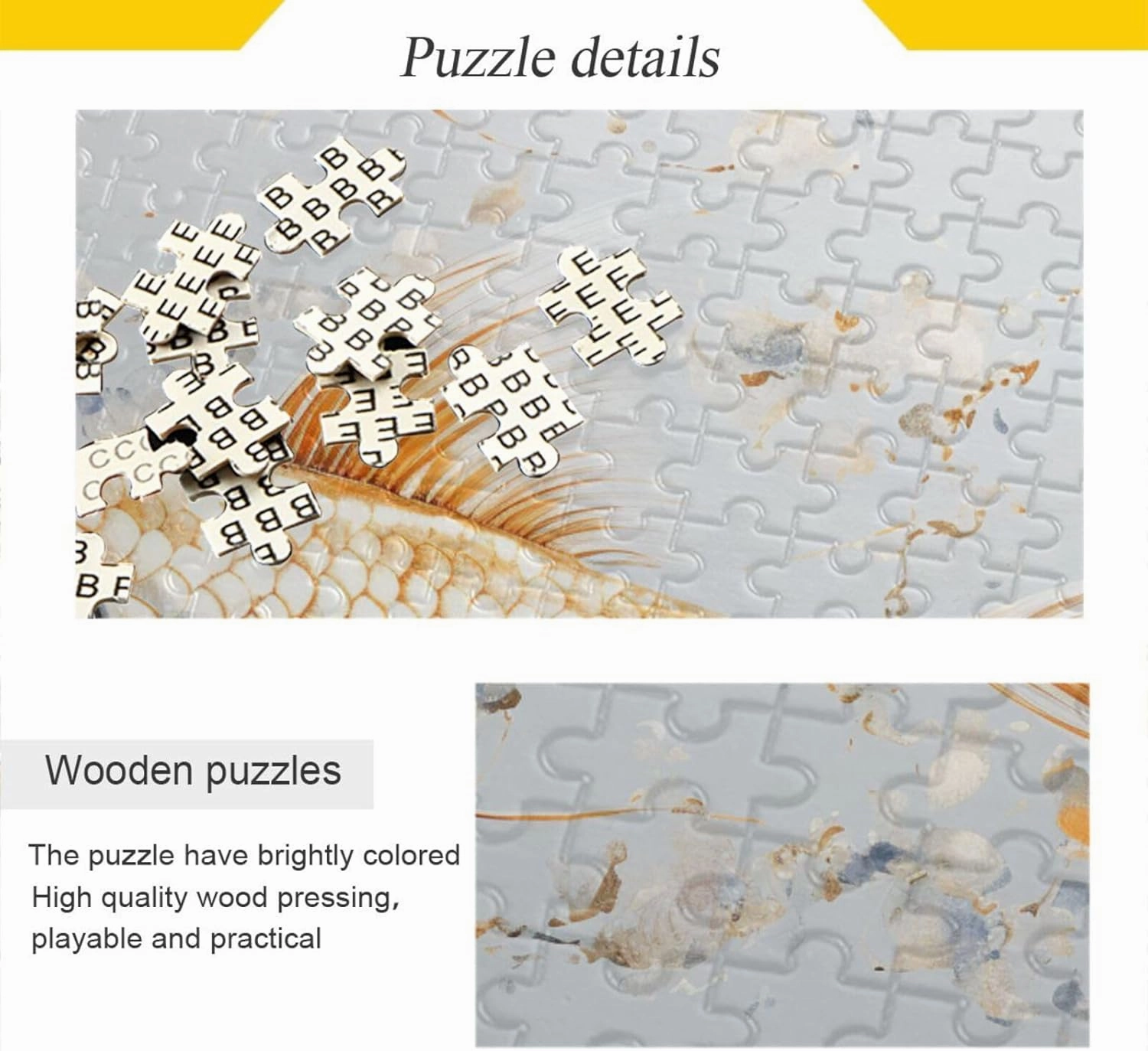 Gold Fish White Jigsaw Puzzles 500 Pieces Puzzles for Adults Challenging Puzzle Game Nights Home Wall Artwork