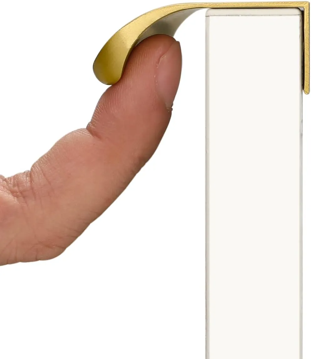 goldenwarm 10 Pack 3 Inch Matte Gold Finger Pulls Cabinet Edge Pulls Brushed Brass Drawer Handles Edge Hardware for Kitchen Cupboard