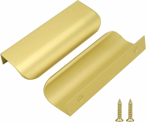 goldenwarm 10 Pack Kitchen Cabinet Handles 3 Inch Gold Finger Pulls for Cabinets Matte Gold Edge Pulls for Dresser Drawers Modern Kitchen Hardware, Aluminum Alloy