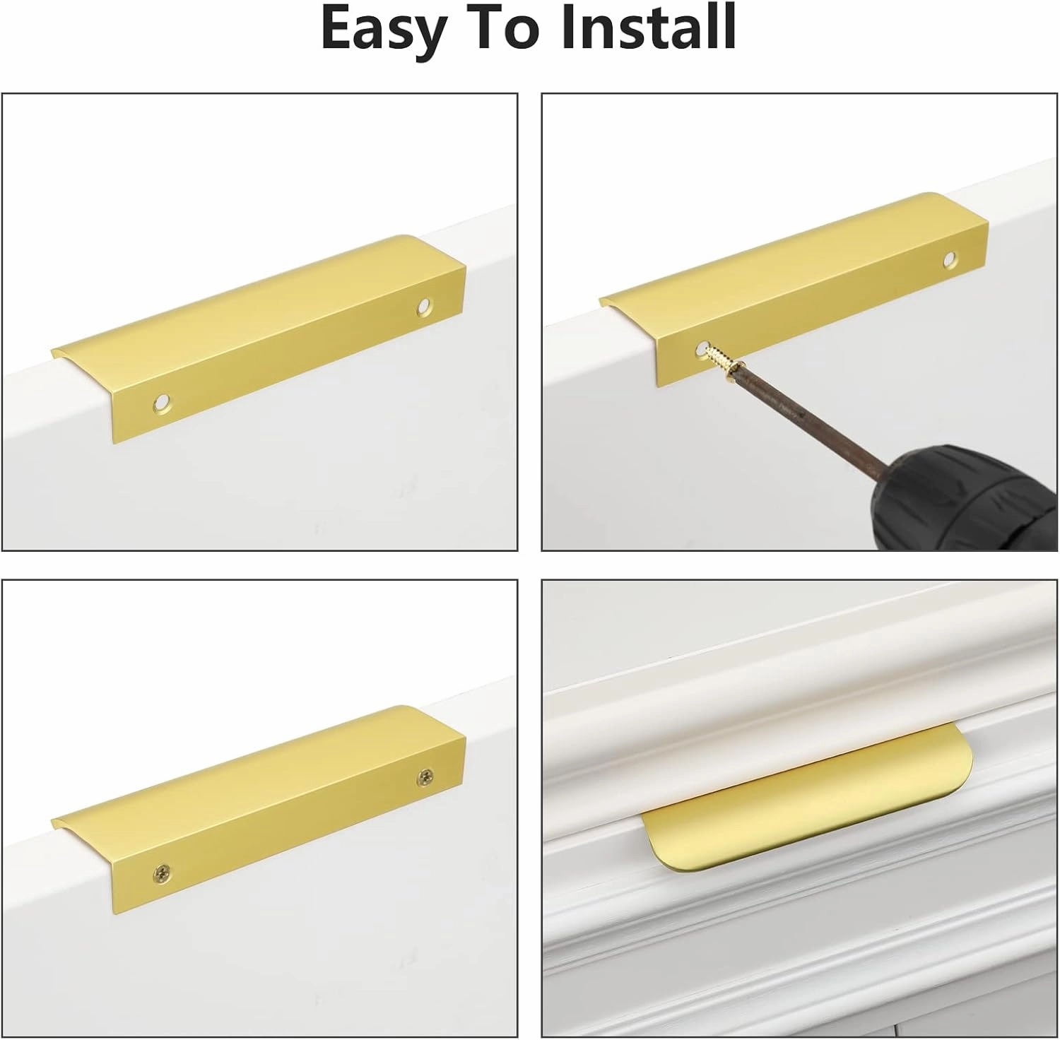 goldenwarm 10 Pack Kitchen Cabinet Handles 3 Inch Gold Finger Pulls for Cabinets Matte Gold Edge Pulls for Dresser Drawers Modern Kitchen Hardware, Aluminum Alloy