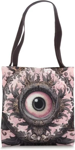 Gothic Pink and Black Eyeball Tote Bag
