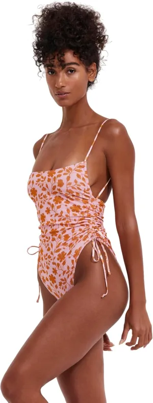 Gottex Flirtt Lolita Women’s Pink Orange One Piece Swimsuit Underwire Balconette Shirring Adjustable Straps Swim Essential