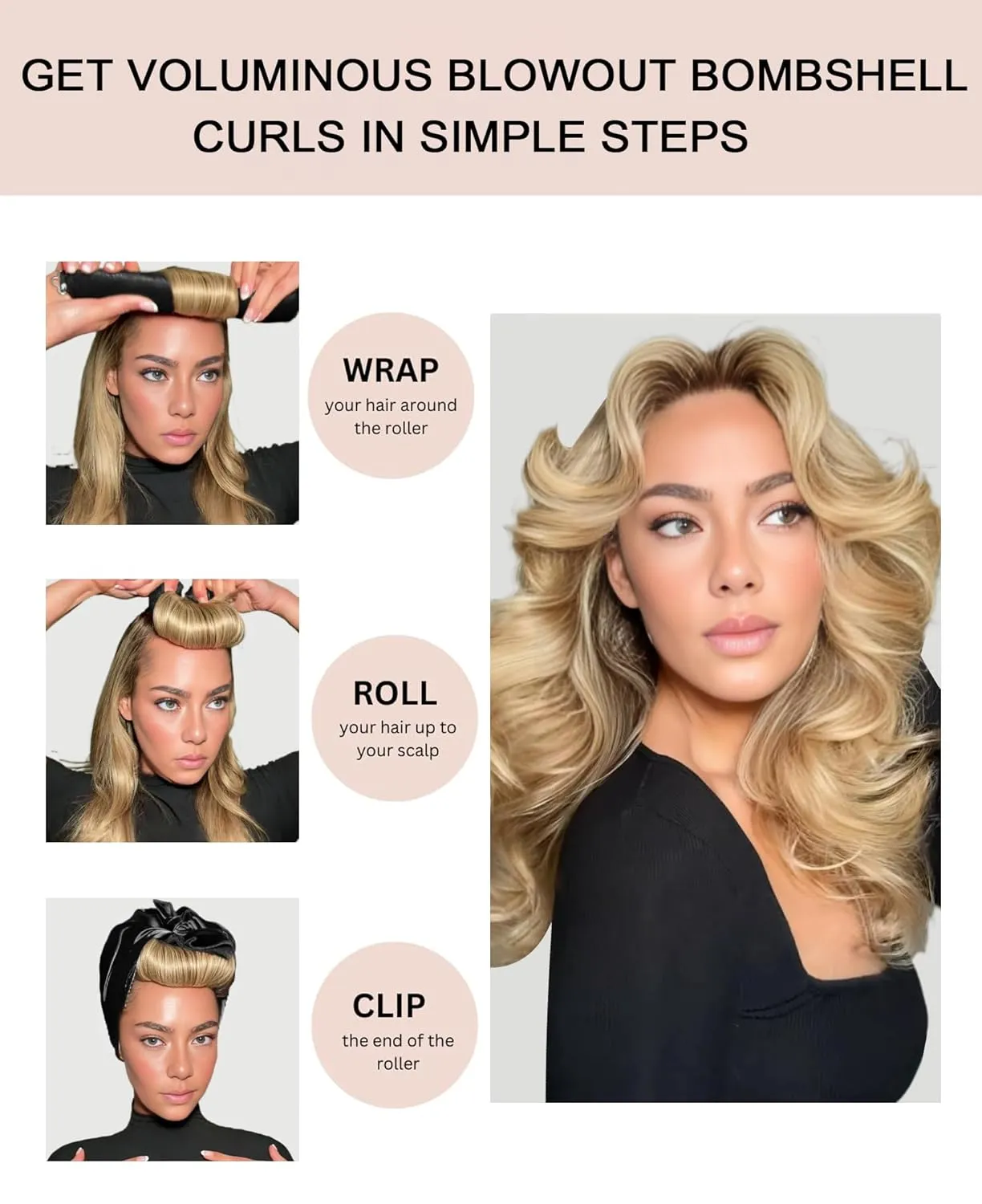Grande Heatless Curls Overnight Rods No Heat Hair Curlers to Sleep Jumbo Foam Large Hair Rollers for Long Short Hair Heatless Curling Rod Set with Satin Wrap for Sleeping Wine