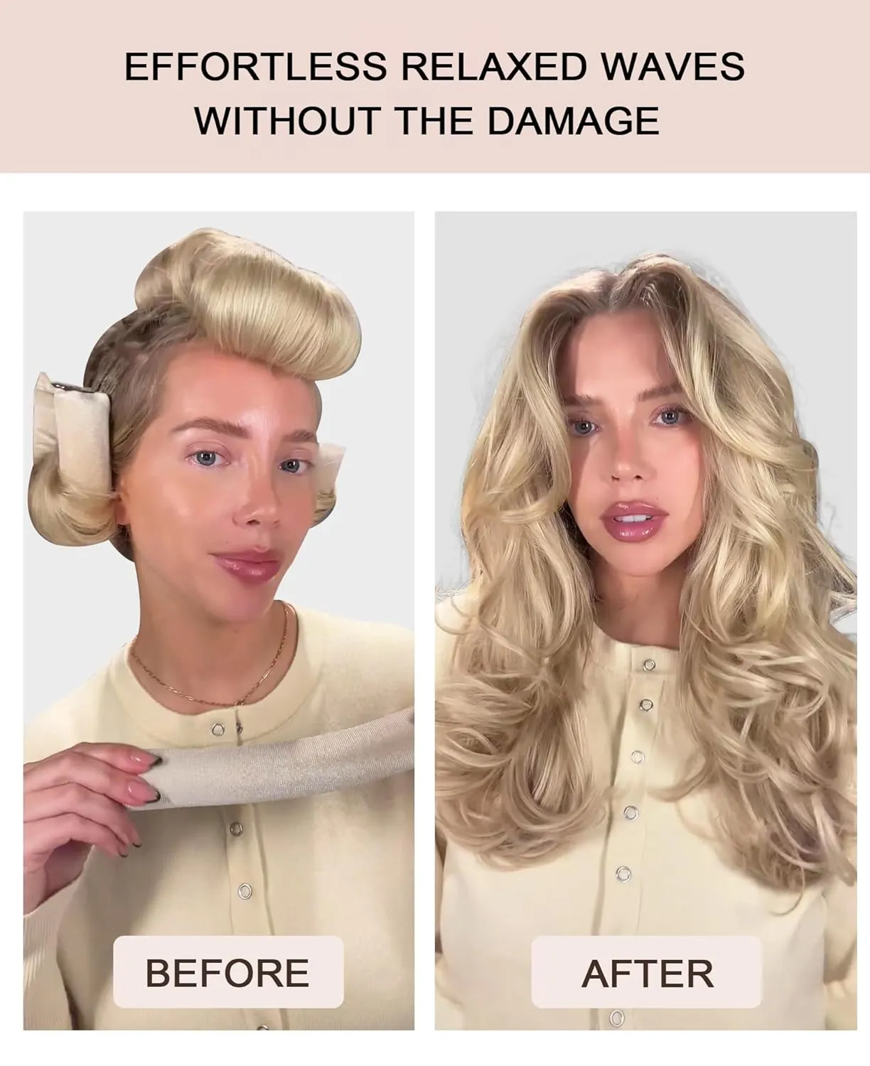 Grande Heatless Curls Overnight Rods No Heat Hair Curlers to Sleep Jumbo Foam Large Hair Rollers for Long Short Hair Heatless Curling Rod Set with Satin Wrap for Sleeping Wine