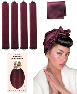 Grande Heatless Curls Overnight Rods No Heat Hair Curlers to Sleep Jumbo Foam Large Hair Rollers for Long Short Hair Heatless Curling Rod Set with Satin Wrap for Sleeping Wine