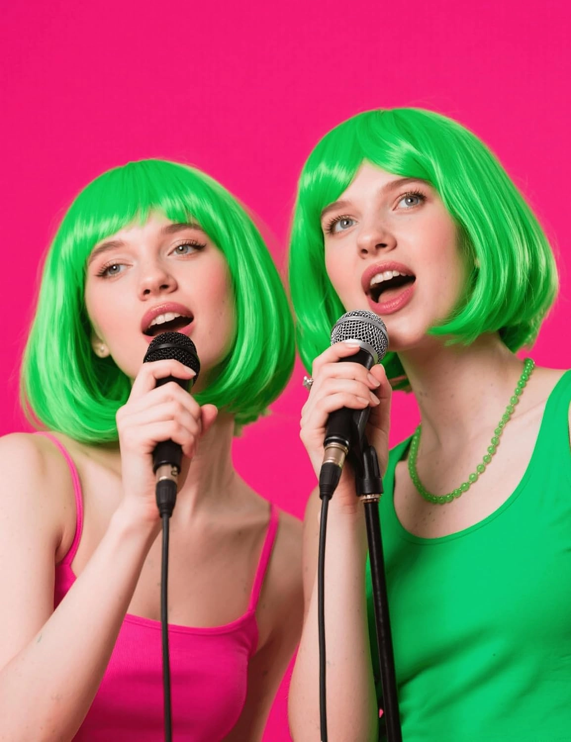 Green Bob Wig Synthetic Heat-Resistant Green Wig with Adjustable Straps, Natural Looking Soft Bob Wig for Halloween Costume Party