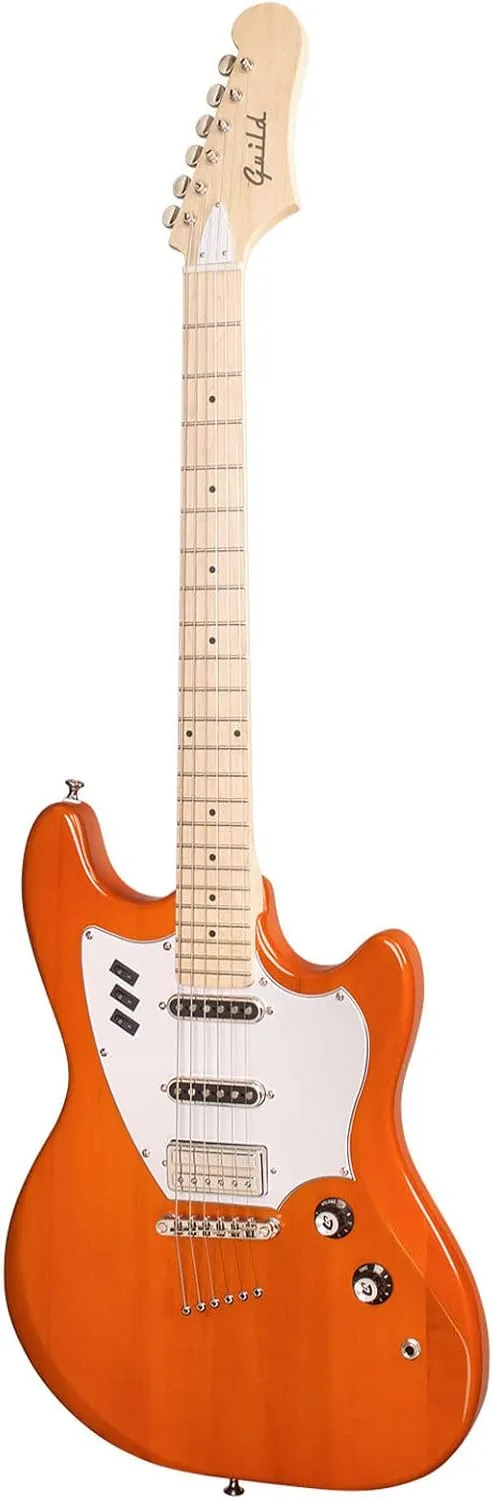 Guild Guitars Surfliner Solid Body Electric Guitar Sunset Orange - Classic Styling with Modern Features, Guild Rocker Pickup Switching System with Master Volume, Tone Control and 3 Switches