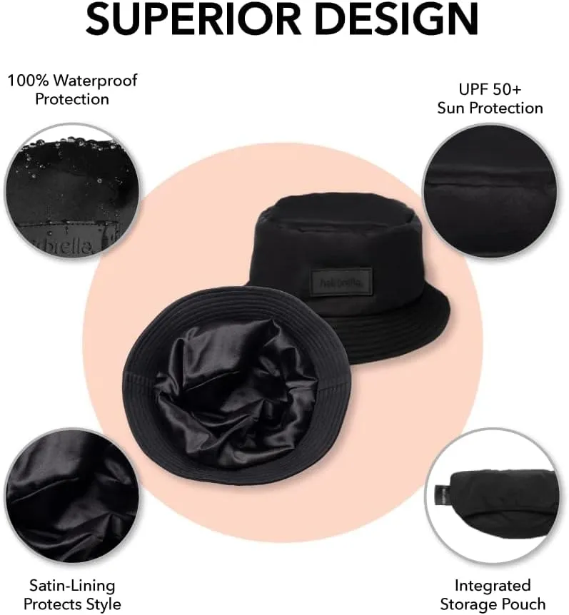 Hairbrella Waterproof Bucket Hat for Women and Men | Satin Lined Cap | UPF 50  Rain Hat, Packable, Outdoor