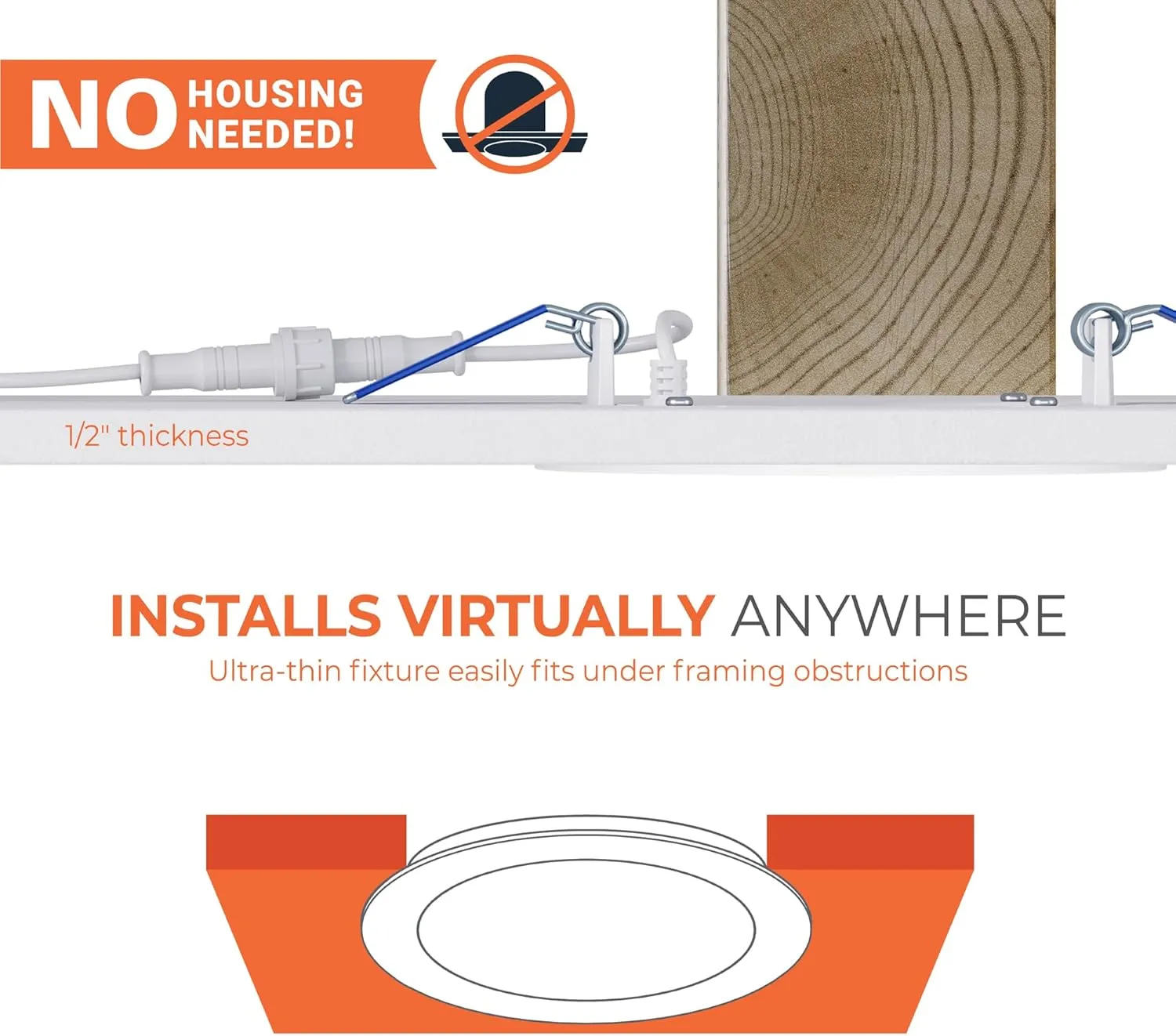 HALO HLB 4 Inch Thin Recessed Indoor/Outdoor LED Downlight w/Selectable Lumens & Color Temperature, 2 Trims - HLB4LSFS5-2TR