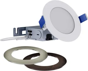 HALO HLB 4 Inch Thin Recessed Indoor/Outdoor LED Downlight w/Selectable Lumens & Color Temperature, 2 Trims - HLB4LSFS5-2TR