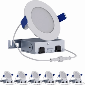 HALO HLB 4 Inch Thin Recessed Indoor/Outdoor LED Downlight w/Selectable Lumens & Color Temperature - 6-Pack - HLB4LSFS5-6PK