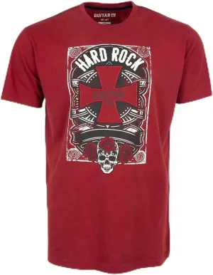 Hard Rock Guitar Company Adult Fit Tee, Red, Cross Skull Roses