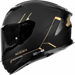 HAX Force Aerodynamic Full Face Helmet for Street & E-Bikes DOT & ECE Certified - Enhanced Dual Visor, Adult Size, Pinlock Ready Matte Black Gold M