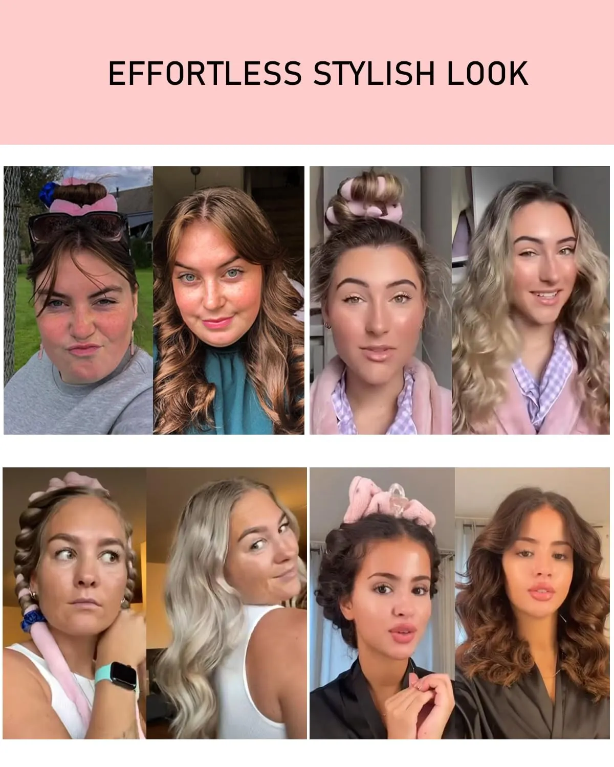 Heatless Hair Curlers Velvet Curling Rod Headband No Heat to Sleep in Curling Set with Scrunchies - Hair Rollers for Heatless Curls Overnight Blowout Look Long Hair for Sleeping- Black