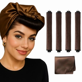 Heatless Curls Overnight, Heatless Hair Curler set, Jumbo Flexi Rods, Velvet Curling Set, Velvet No Heat Curling Rods with Satin Scarf for Blowout Volume, Soft Overnight Curls for Long or Short Hair