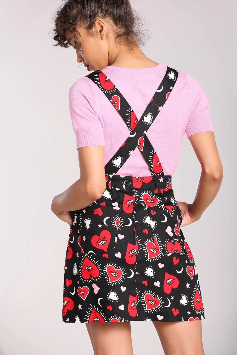Hell Bunny Kate Heart Love Moon and Stars Vintage Retro Valentine's Day Pinafore Dress
