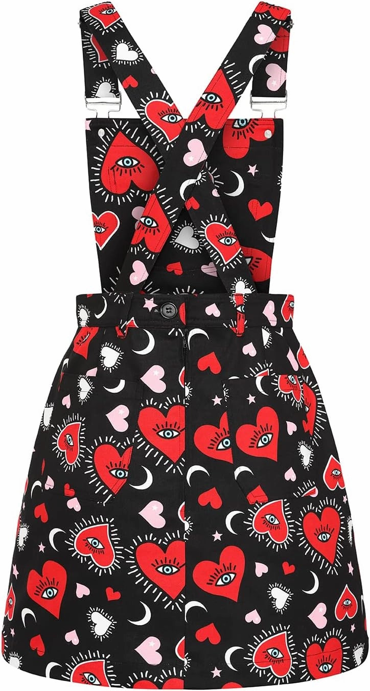 Hell Bunny Kate Heart Love Moon and Stars Vintage Retro Valentine's Day Pinafore Dress