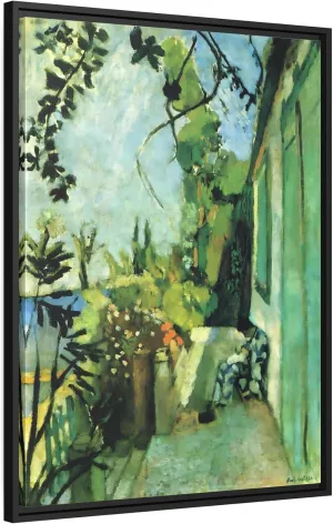 Henri Matisse Terrace St Tropez - Famous Artist Painting - Framed Canvas Wall Art Print in Black Pinewood Frame 24x32inch 60x80cm (Vertical) / Black / 1.25inch 3.175cm
