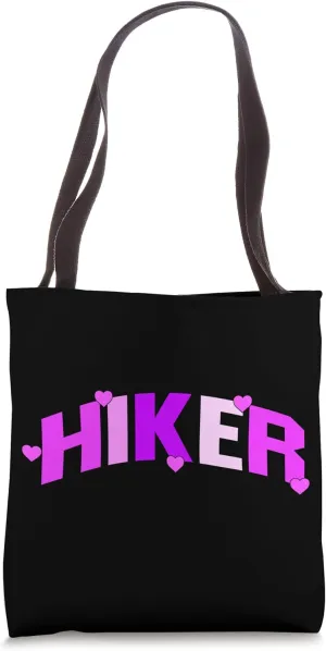 Hiker Bold Pink Hearts Typography Tote Bag