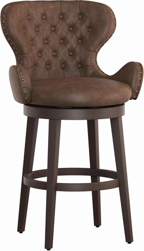 Hillsdale Furniture Mid-City Upholstered Wood Swivel Bar Height Stool, Chocolate