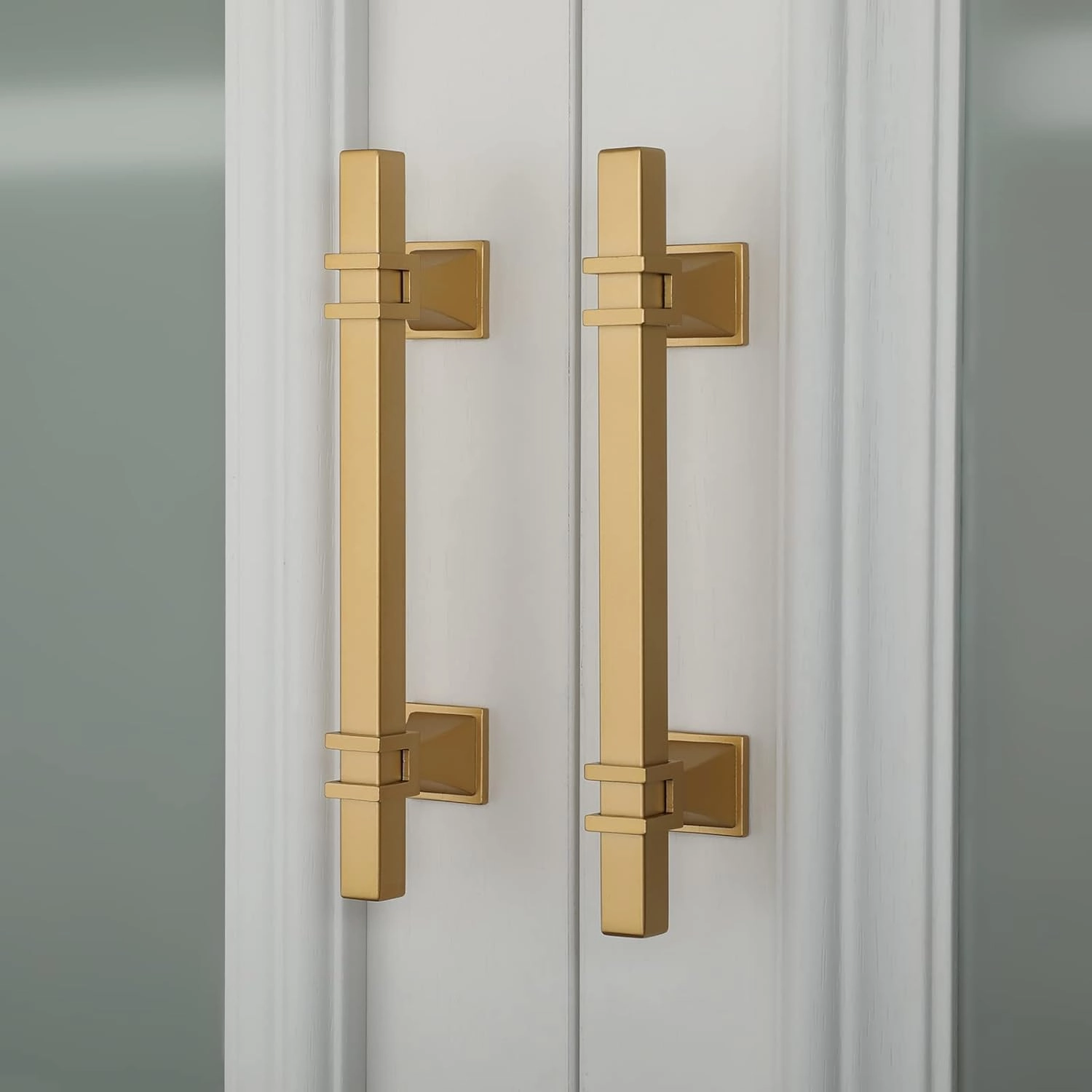 homdiy 10 Pack Gold Cabinet Pulls Kitchen Cabinet Handles 5 Inch Matte Gold Square Kitchen Hardware for Dresser Drawers,Zinc Alloy Base