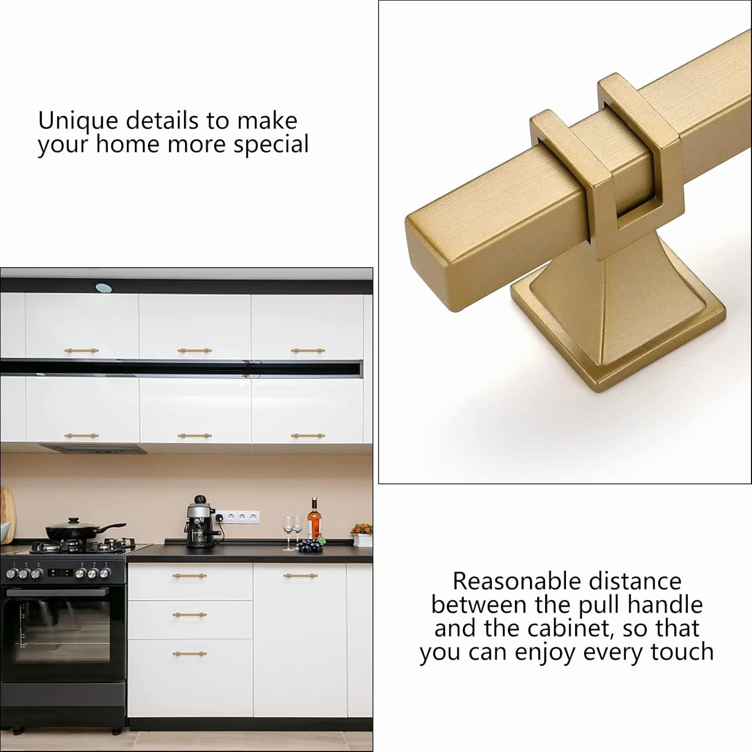 homdiy 10 Pack Gold Cabinet Pulls Kitchen Cabinet Handles 5 Inch Matte Gold Square Kitchen Hardware for Dresser Drawers,Zinc Alloy Base
