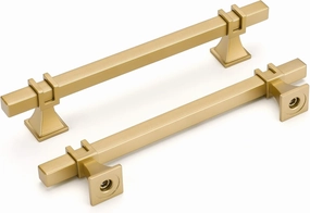 homdiy 10 Pack Gold Cabinet Pulls Kitchen Cabinet Handles 5 Inch Matte Gold Square Kitchen Hardware for Dresser Drawers,Zinc Alloy Base