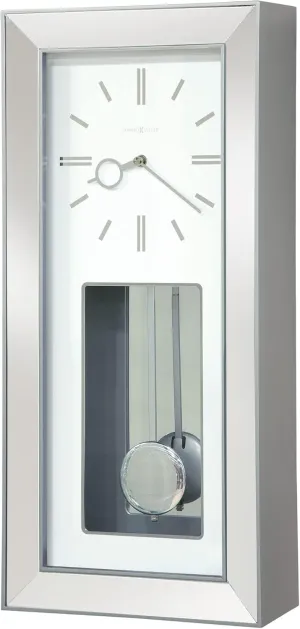 Howard Miller Chaz Wall Clock - Modern Analog Wall Clock with Pendulum, Battery Operated and Quartz Movement, Silver Finished, Decorative Timepiece for Living Room, Kitchen, Bedroom, and Office Decor