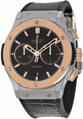 Hublot Classic Fusion Matte Black Automatic Chronograph Black Alligator Rubber Men's Watch 521.NO.1180.LR