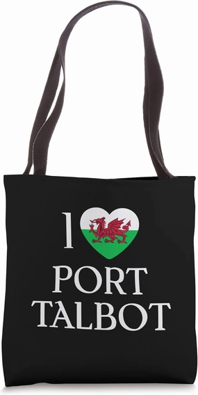 I Love Port Talbot Wales Flag Heart Dragon Welsh Tote Bag