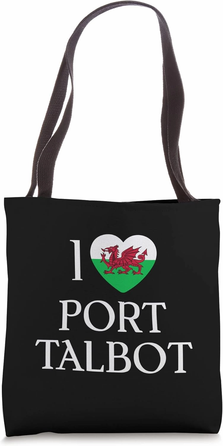 I Love Port Talbot Wales Flag Heart Dragon Welsh Tote Bag