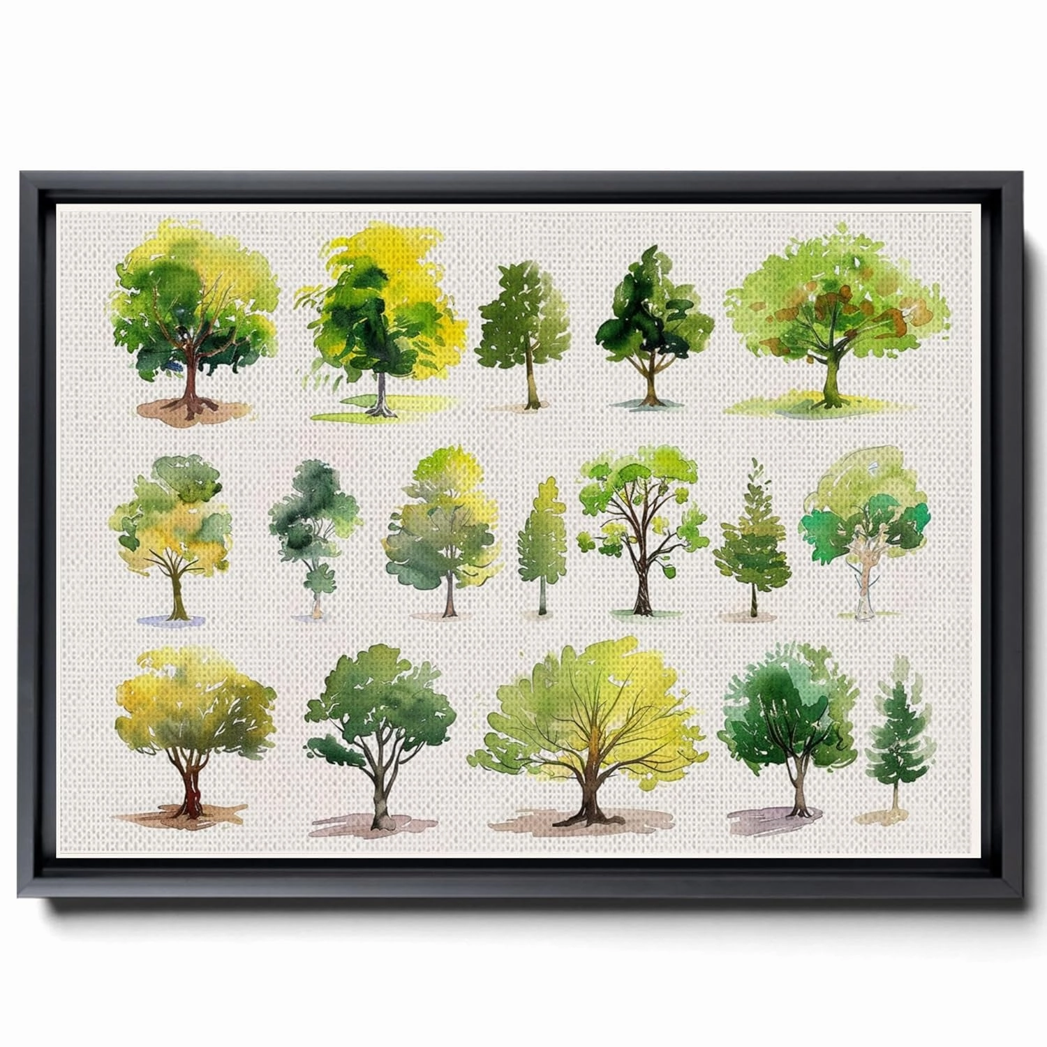 In The Style Of Light Yellow And Light Emerald, Dense Compositions, Decorative s, Cartoonish Motifs, Naturalistic Animal s, Green And Gray, High-Contrast Shading, Canvas